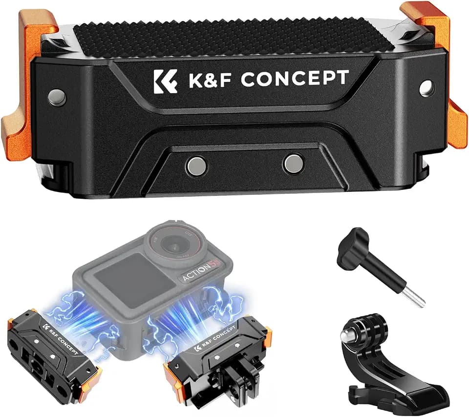 K&F CONCEPT Magnethalterung für DJI Osmo Action 5 Pro, Schnellverschluss Halterung für Osmo Action 5 Pro, Aluminiumlegierung Halterung Erweiterung für Osmo Action 4/Action 3 Zubehör/DJI Osmo 360