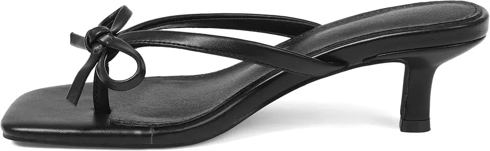 Mattiventon Kitten Heels Flip Flop Heels with Bow