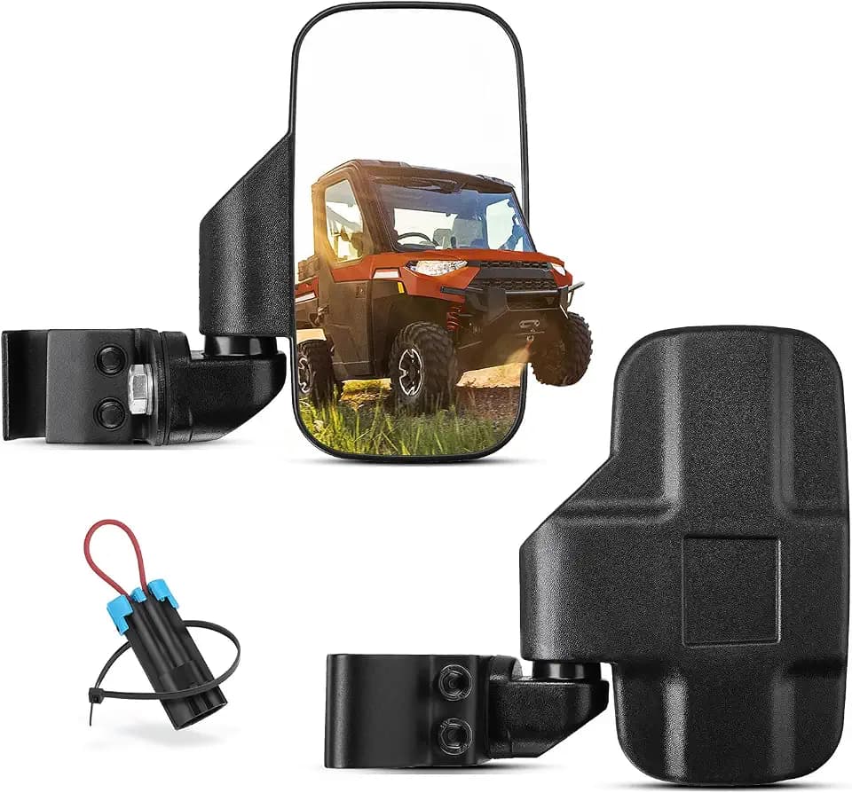 KEMIMOTO UTV Side Mirrors Pro-Fit Mirrors are Compatible with Polaris Ranger General Can-Am Defender Maverick Trail CFMOTO UFORCE w/Profiled Tube Adjustable Rear View Mirror with Seat Belt Override