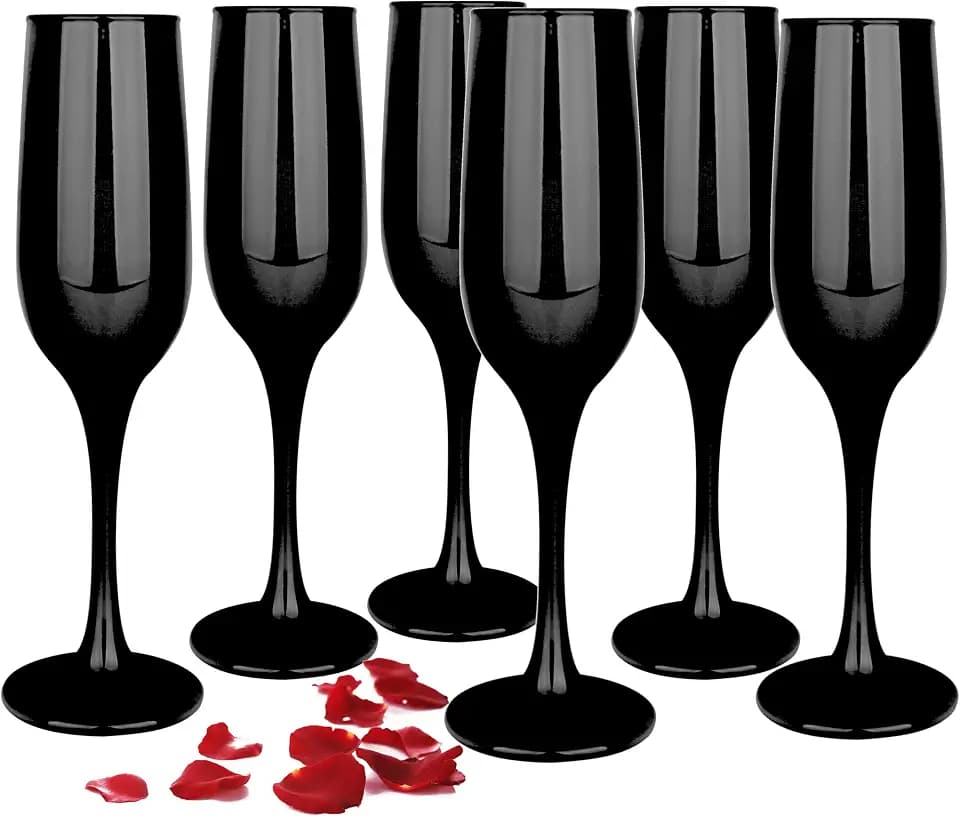 Glasmark Krosno Gläser 6er Set 0,2 Liter Sekt Champagner Prosecco Glas Kelch Sektgläser Champagnergläser Schaumweingläser Weingläser Schwarz 6 x 200ML