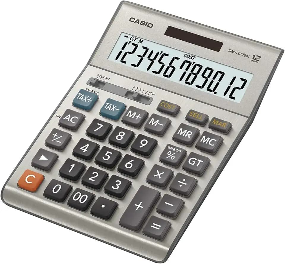 Casio DM-1200BM Business Desktop Calculator, Cost/Sell/Margin, Silver