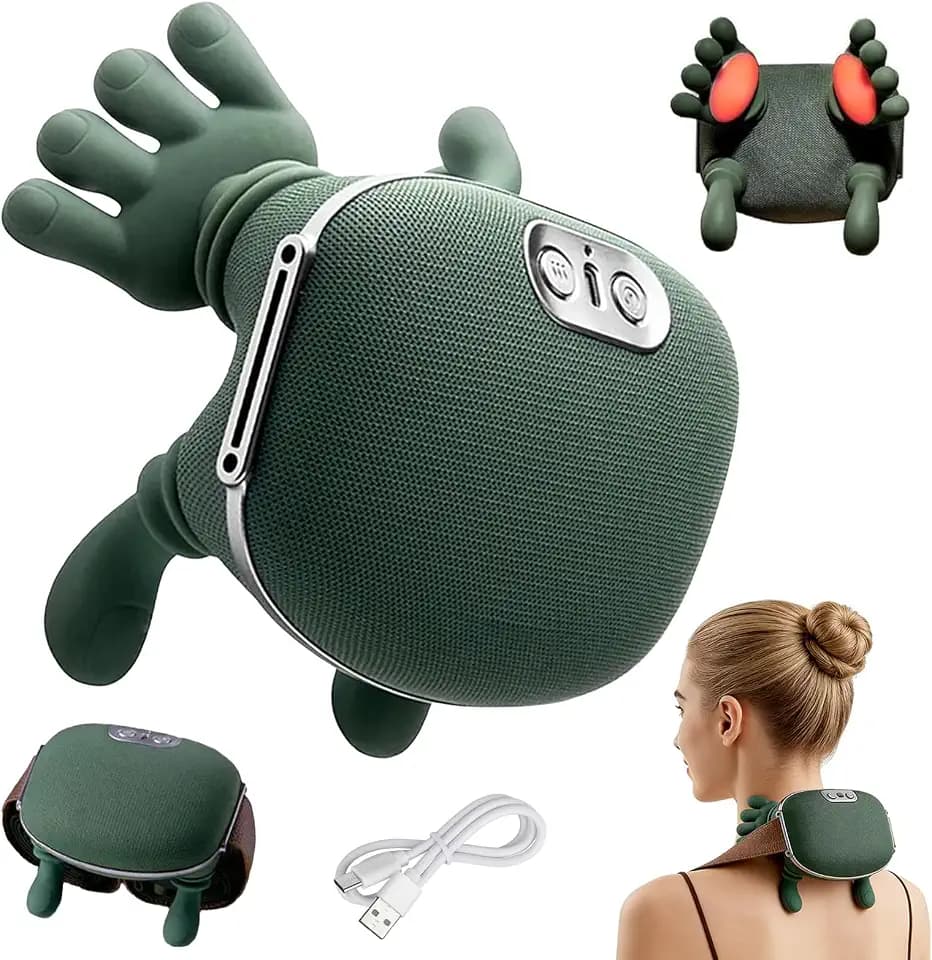 4D NackenmassagegeräT Kabellos, 3 Massagegrade & 2 Temperaturstufen