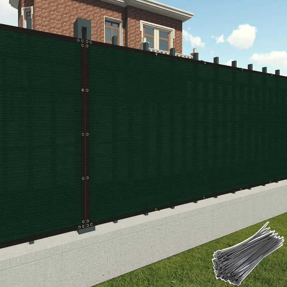 Patio 6 x 20 Fence Privacy Screen Green Commercial Grade Mesh Shade Fabric with Brass Gromment Outdoor Windscreen with Zipties