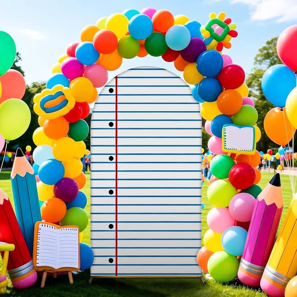 VitalCozy Notebook Arch Cover 6ft Welcome Back to School Party Decorations