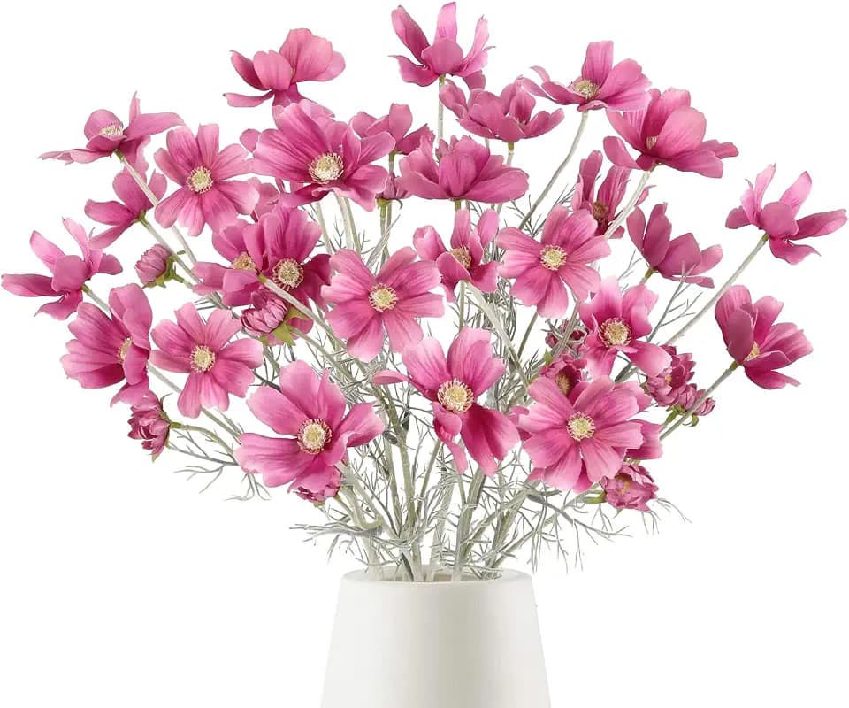 Daisy Flowers Artificial,6PCS Dusty Pink Flowers 24'' Cosmos Silk Flowers Fake Wildflowers for Wedding Party Kitchens Home Decoration(Dusty Pink)