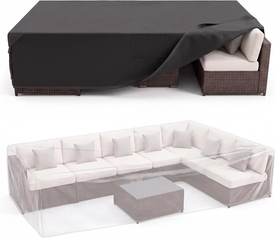 DUMOS Outdoor Furniture Cover 600D Waterproof Patio Sofa Cover 111" X 74"