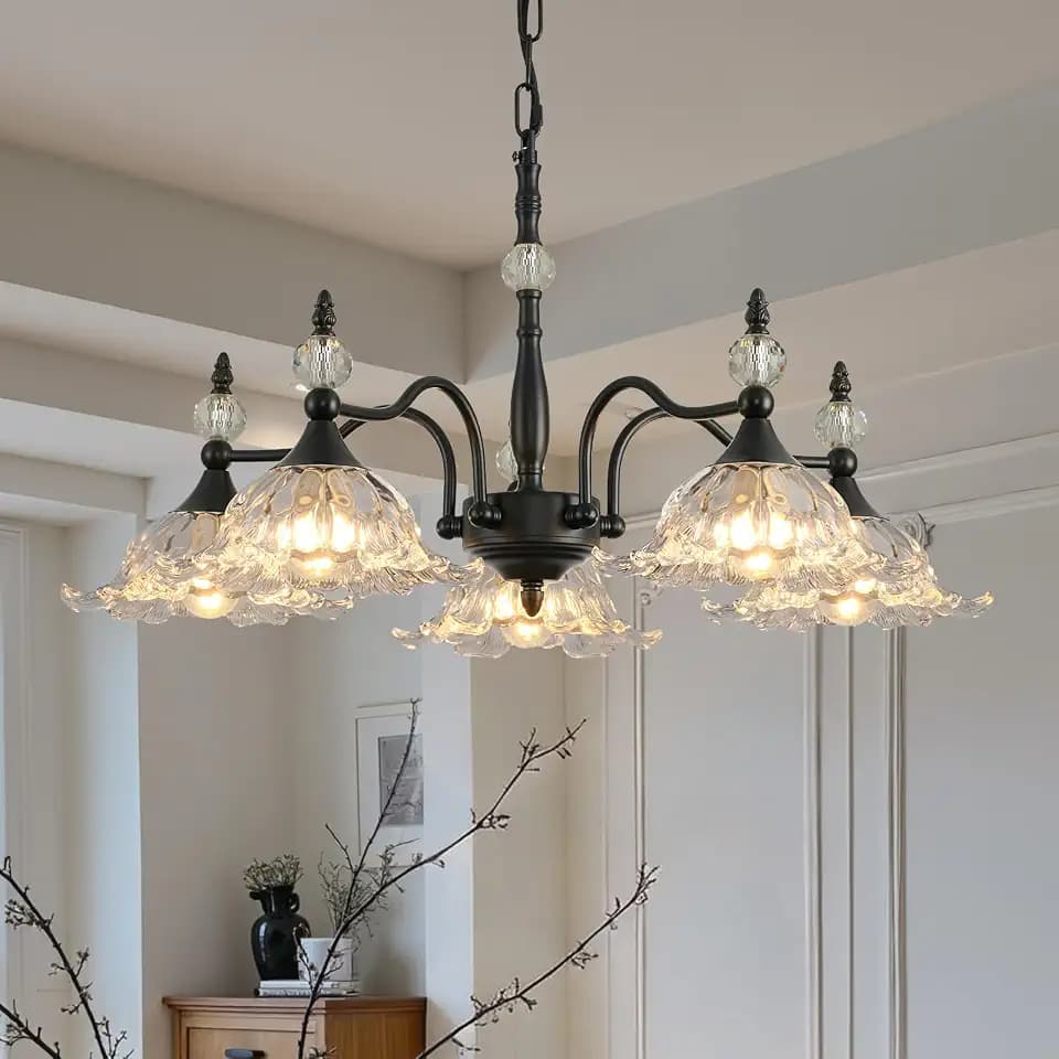 Vintage Chandeliers Dining Room Black Modern Glass Chandelier