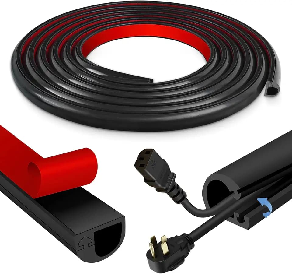 Kabelkanal selbstklebend Silikon Kabelkanäle Kabelbrücke Boden flexibel Kabelschacht flach Kabelabdeckung für Kabelschutz und Kabel Verstecken (Schwarz, 14mm×10mm×3m)