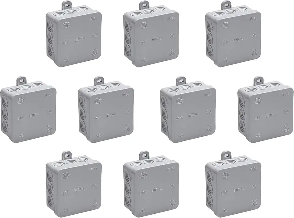 Meister Abzweigkasten Aufputz - 75 x 75 x 40 mm - 10 Stück - 12 Kabeleinführungen - Spritzwassergeschützt - Geeignet für Feuchträume und Außenbereich, Aufputzdose, Feuchtraumdose, 7463020