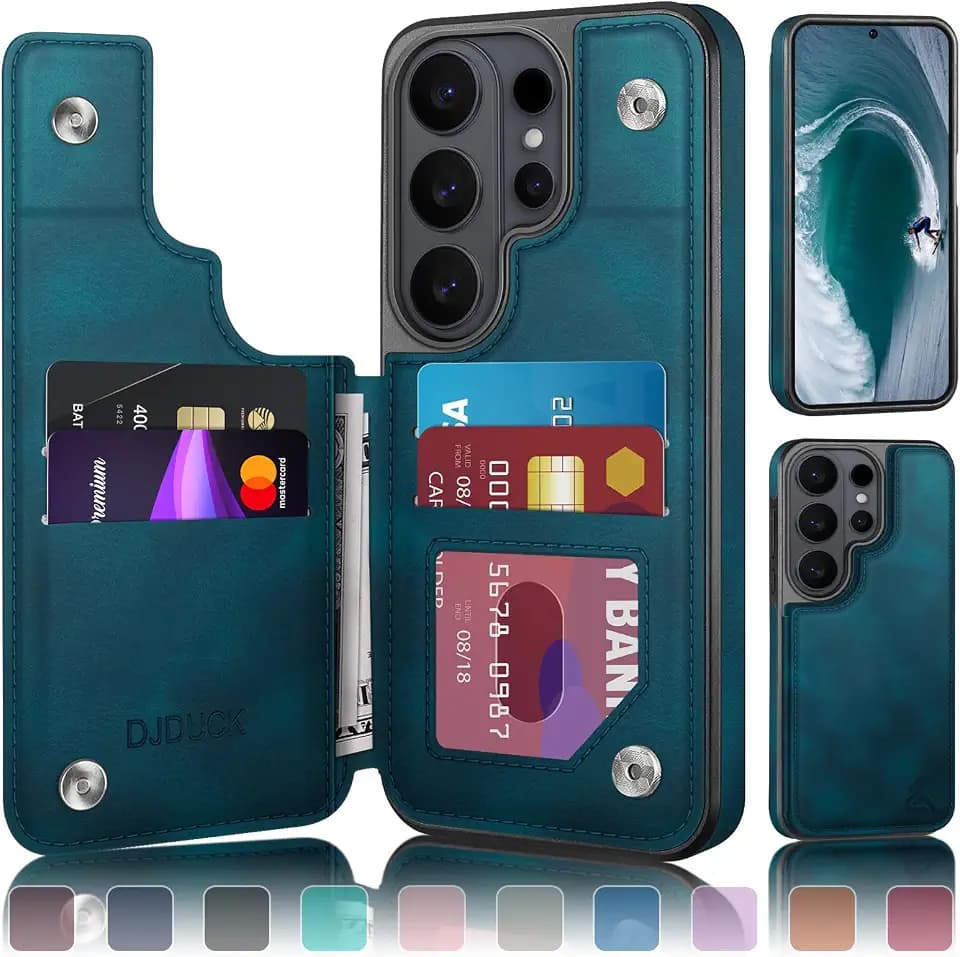 DJDUCK Designed for Samsung Galaxy S26 Ultra Case Wallet with Card Holder, [Magnetic Clasp Cover] [RFID Blocking Leather Protection] Shockproof Women Men Cases for Samsung S26 Ultra Teal