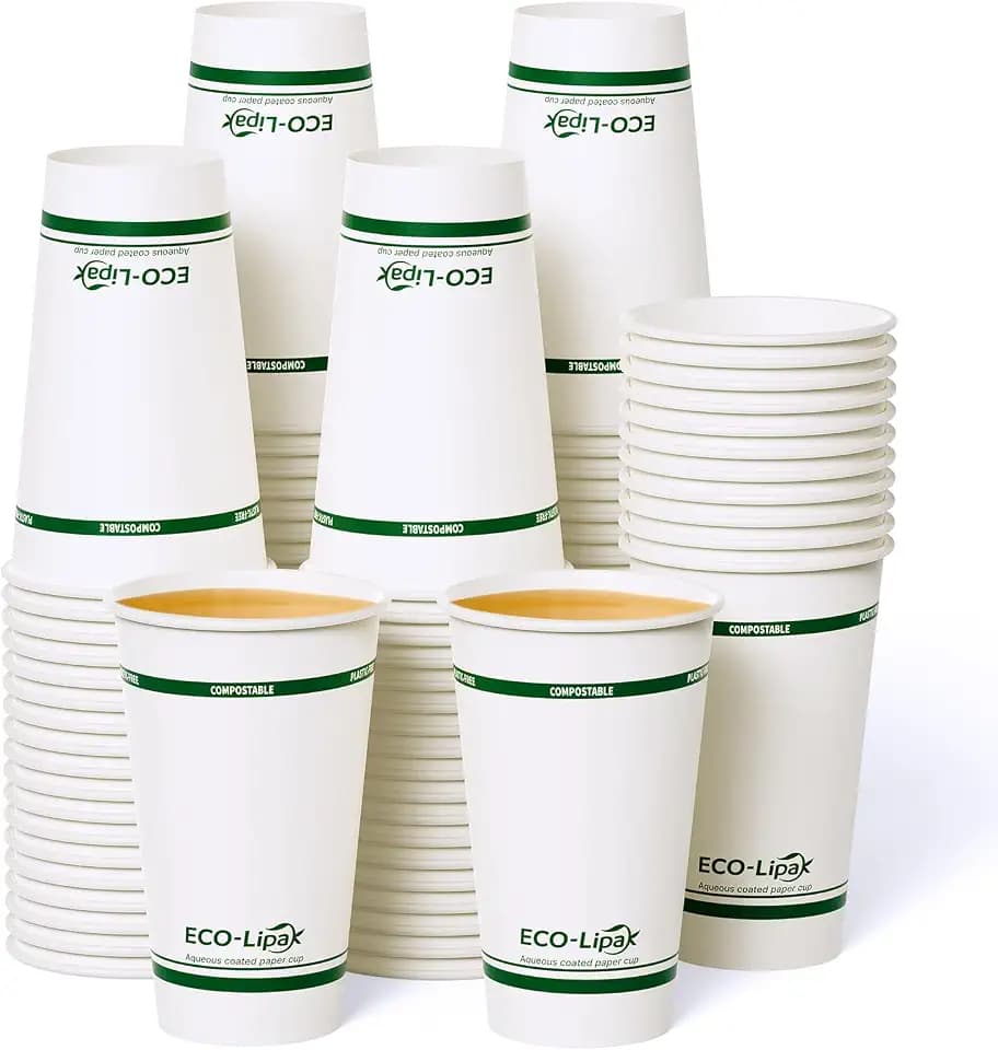 ECOLipak 240 Count Compostable Paper Cups with PHA Lined Disposable, 16 oz