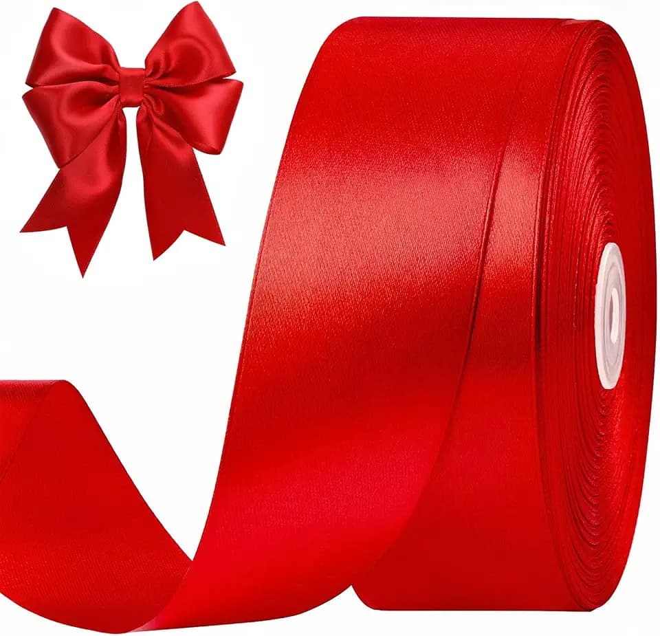 Red Satin Ribbon, 1-1/2 Inches, 100 Yards