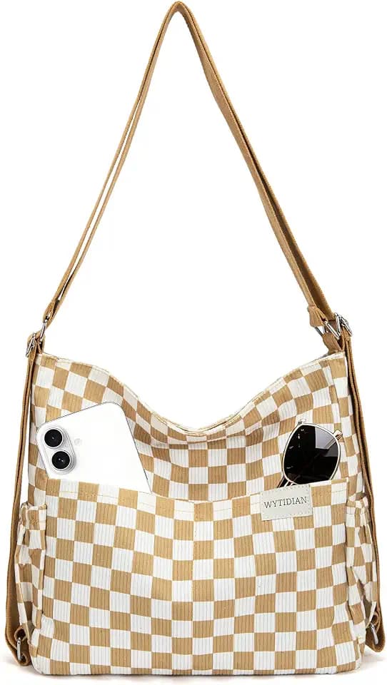 Corduroy Tote Backpack Crossbody Bag for Women