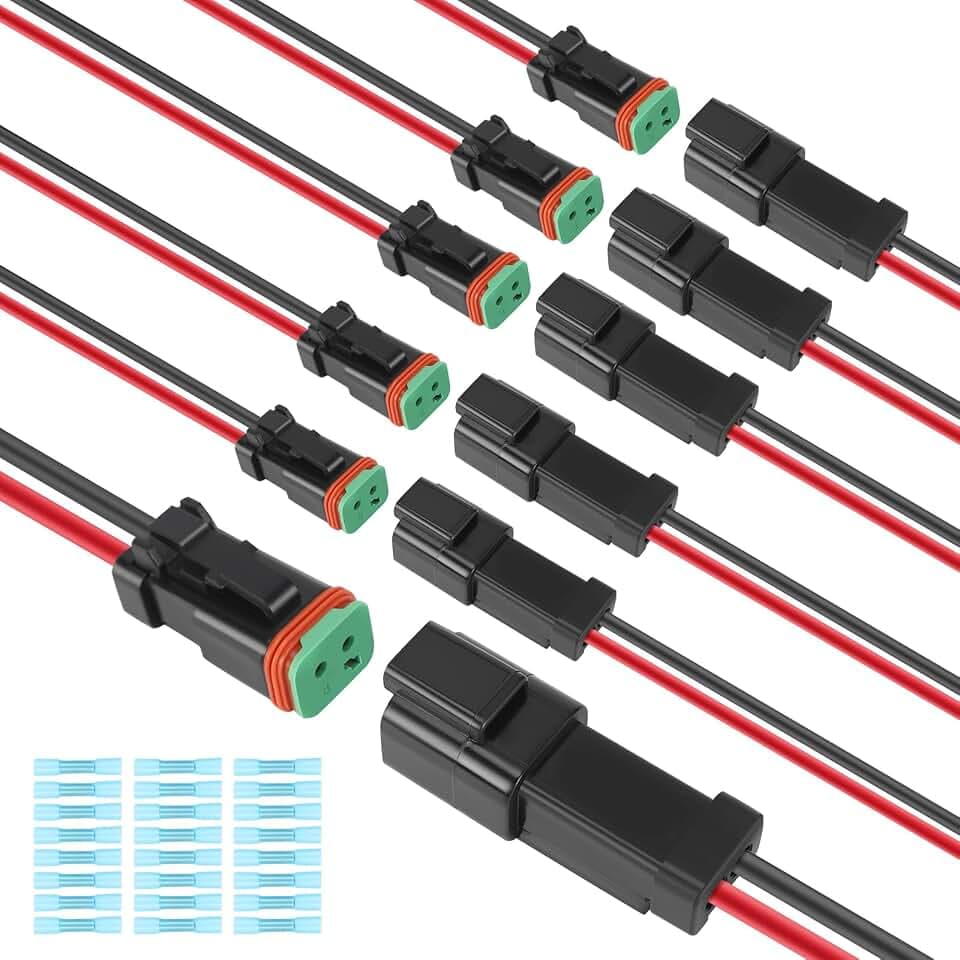 6 Kit Deutsch DT 2 pin Black Male Female Wiring Harness