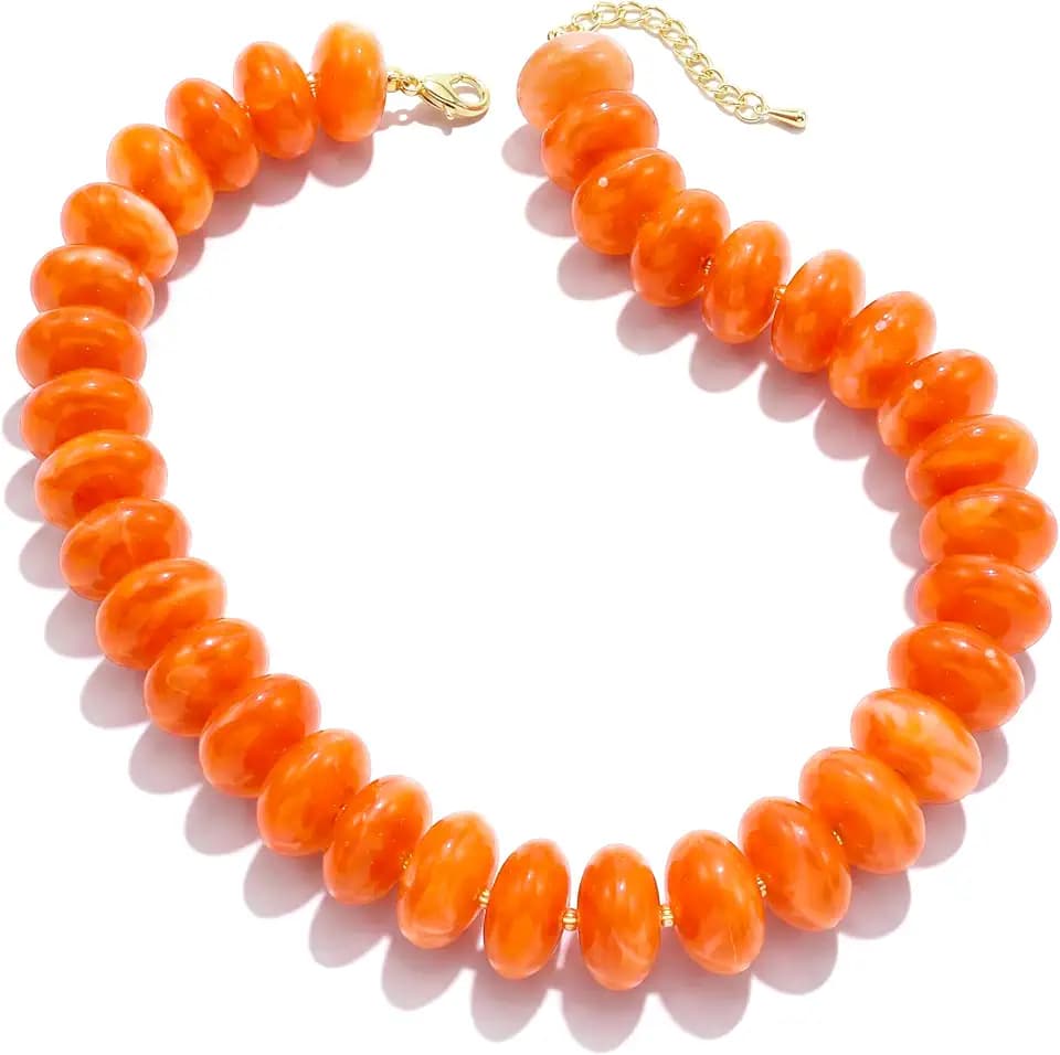 Elegance 11 designs Colorful Chunky Beaded Necklace for Women,Thick Acrylic Disc Bead Choker Statement Necklace Cute Trendy Necklaces Jewelry Gifts for Women