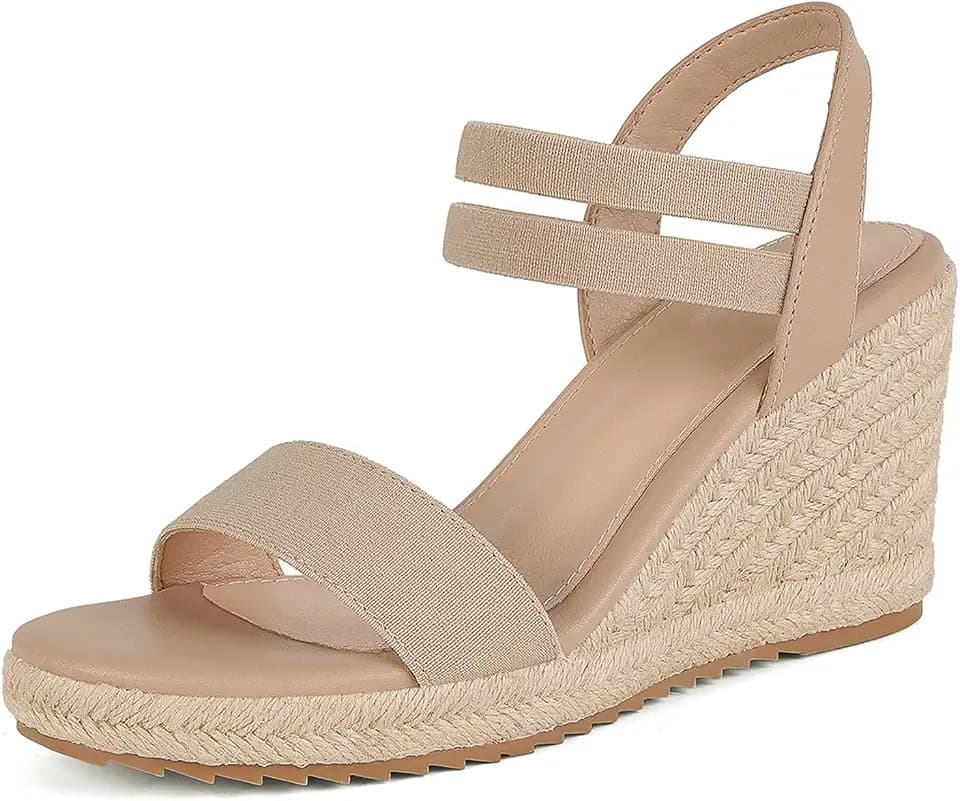 mikarka Wedges Sandals for Women - Elastic Strap Espadrilles Wedges, Slip On Open Toe Platform Sandals for Dressy Casual Summer Shoes