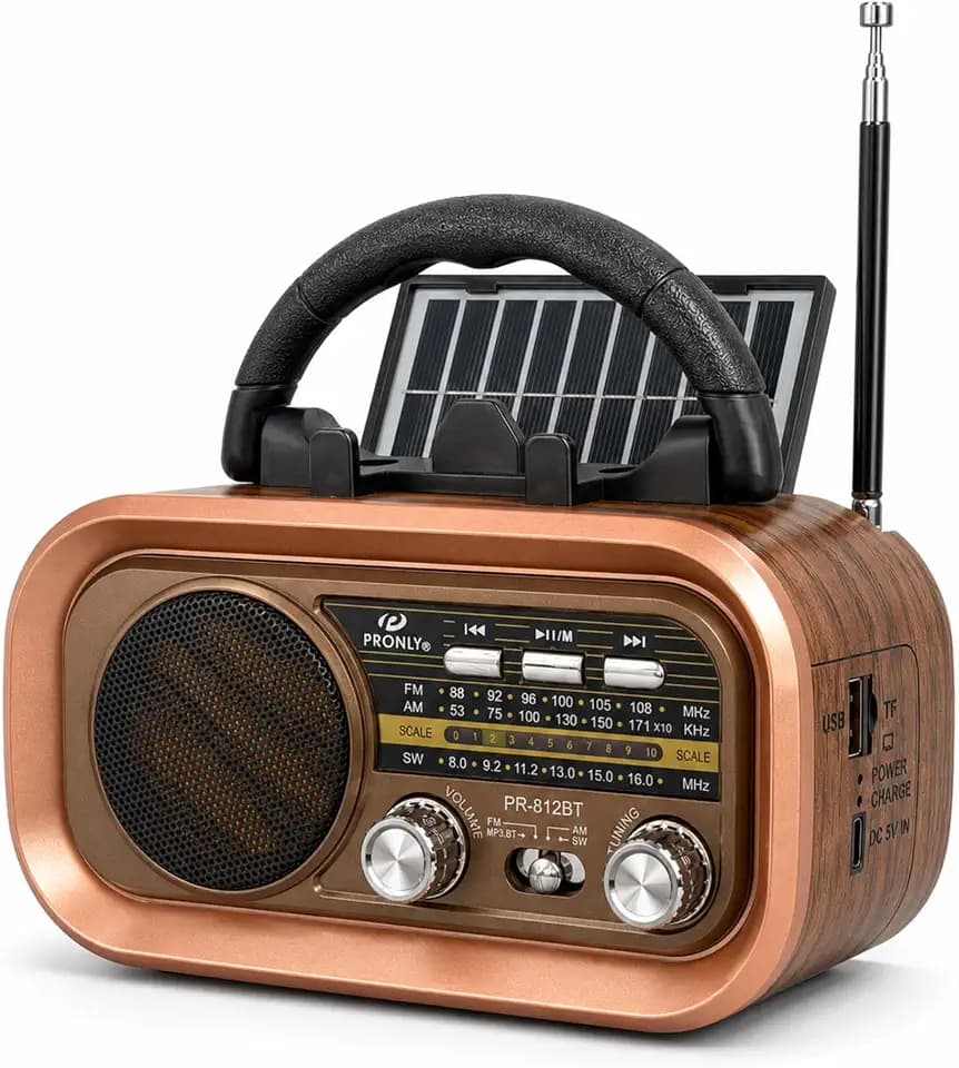 812BT Portable AM FM SW Radio with Bluetooth, TF Card/USB Playback