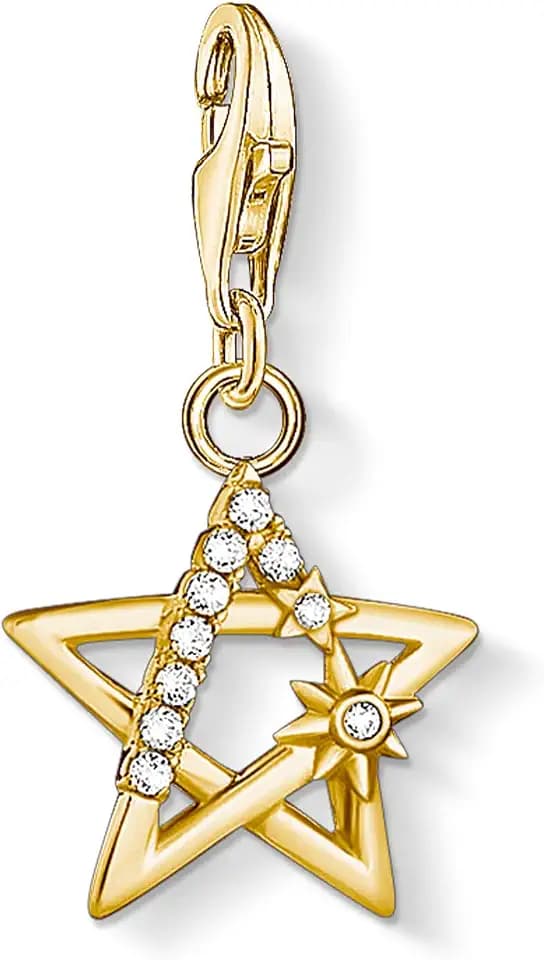 THOMAS SABO Charm Club Original Sun, Luna, Star with Lobster Clasp 925 Sterling Silver Jewellery Compatible with Bracelets & Necklaces