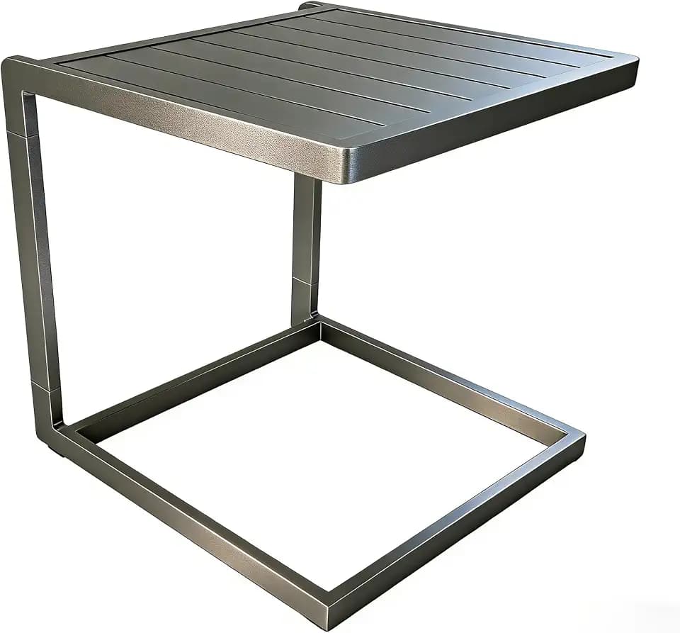 Aluminum Outdoor Side Table C-Shaped, Indoor Patio End Table