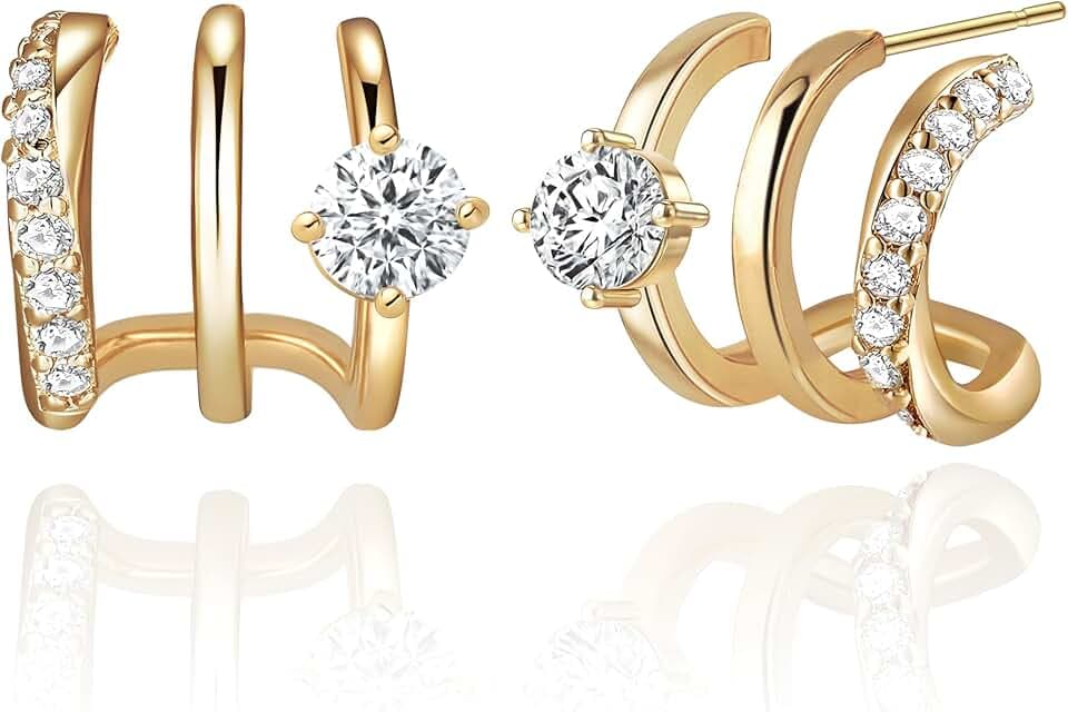 IMBOS Earrings for Women Trendy 14K Gold Stud Earrings Claw Earring Dainty Simple Minimalist Gold Earring Hypoallergenic Jewelry for Women Gifts