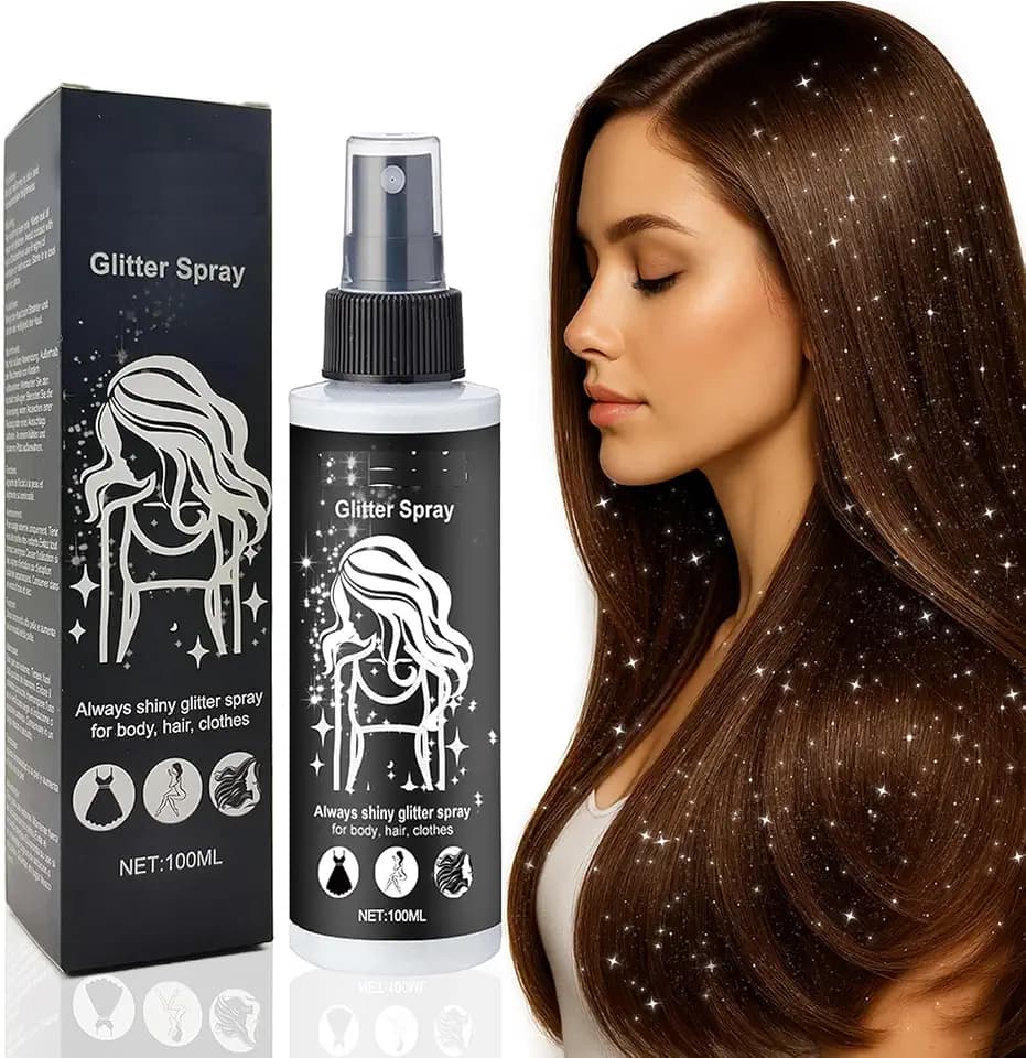 Glitzer Spray Silber 100ml für Haare, Körper & Kleidung – Feiner Glitzer Nebel, Ultra Feines Glitzerspray, Langanhaltend & Wasserfest, Gleichmäßiger Sprühnebel, Festival Make-up, Party Glitzer Spray