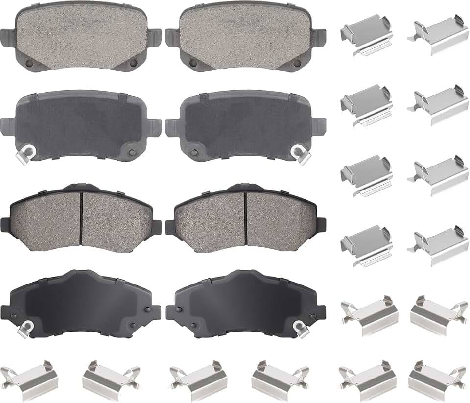 Front Ceramic & Rear Semi-Metallic Brake Pads Set for Dodge Grand Caravan 2008-2012, Journey 2009-2012, for Chrysler Town & Country 2008-2012, for VW Routan 2009-2012 8PCS