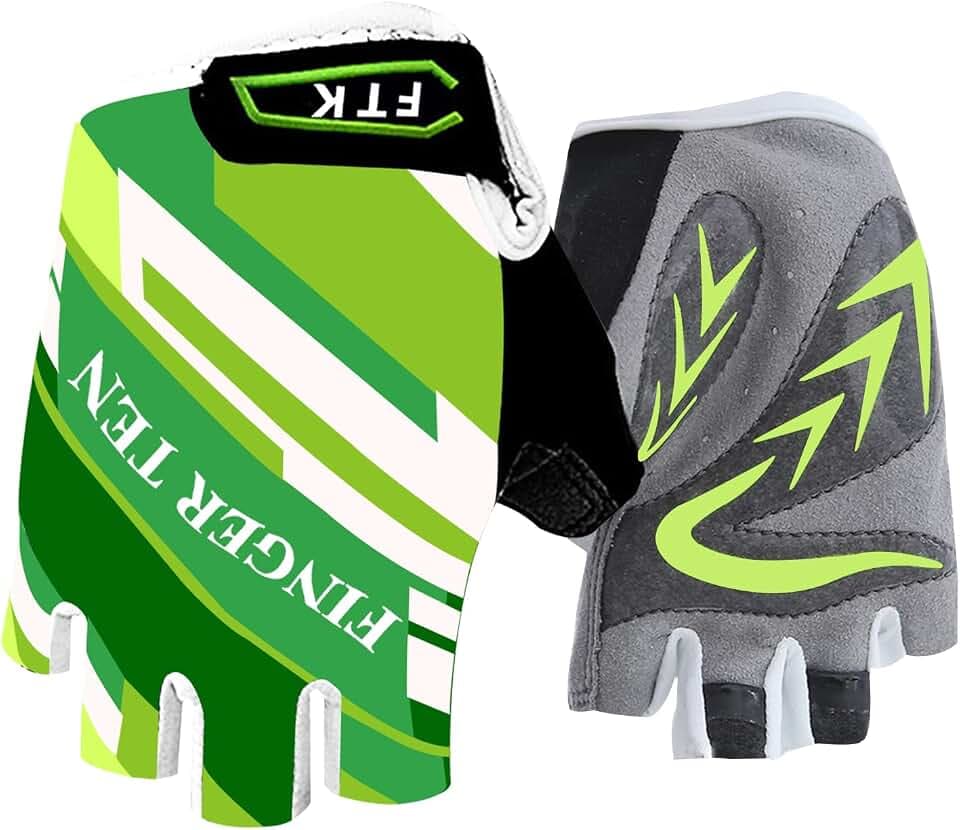 FINGER TEN Fahrradhandschuhe Kinder MTB Handschuhe Fahrrad Outdoor Bike Gel Halbfinger Sporthandschuhe Radhandschuhe Wert 1 Paar, für Sommer Freizeit Jungen Mädchen Alter 2-10 Jahre