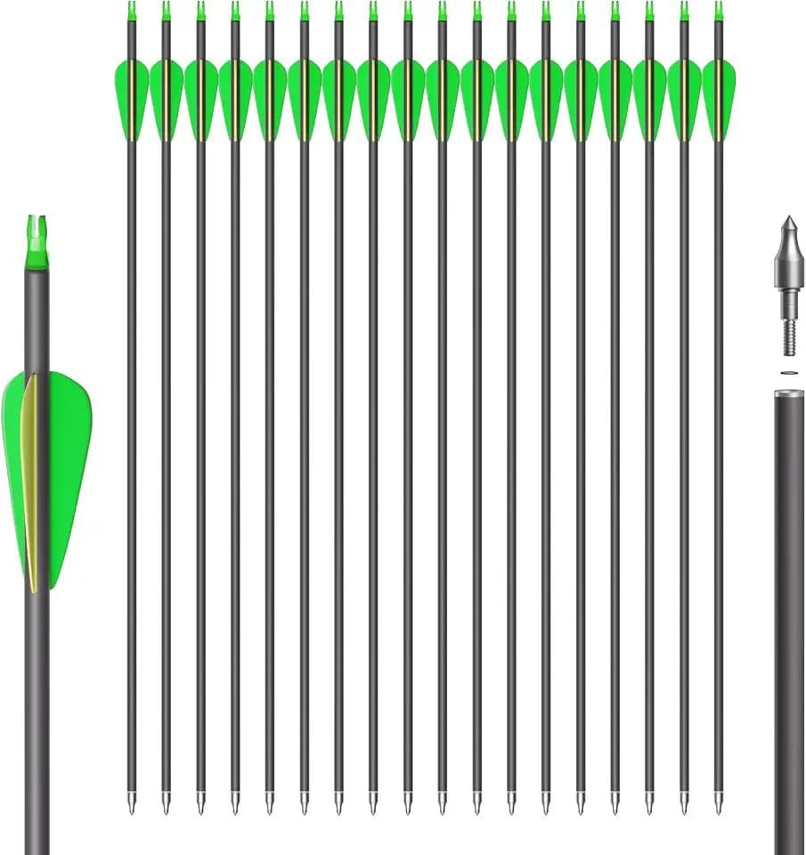 18 Stück Carbonpfeile 30 Zoll mit abnehmbaren Pfeilen