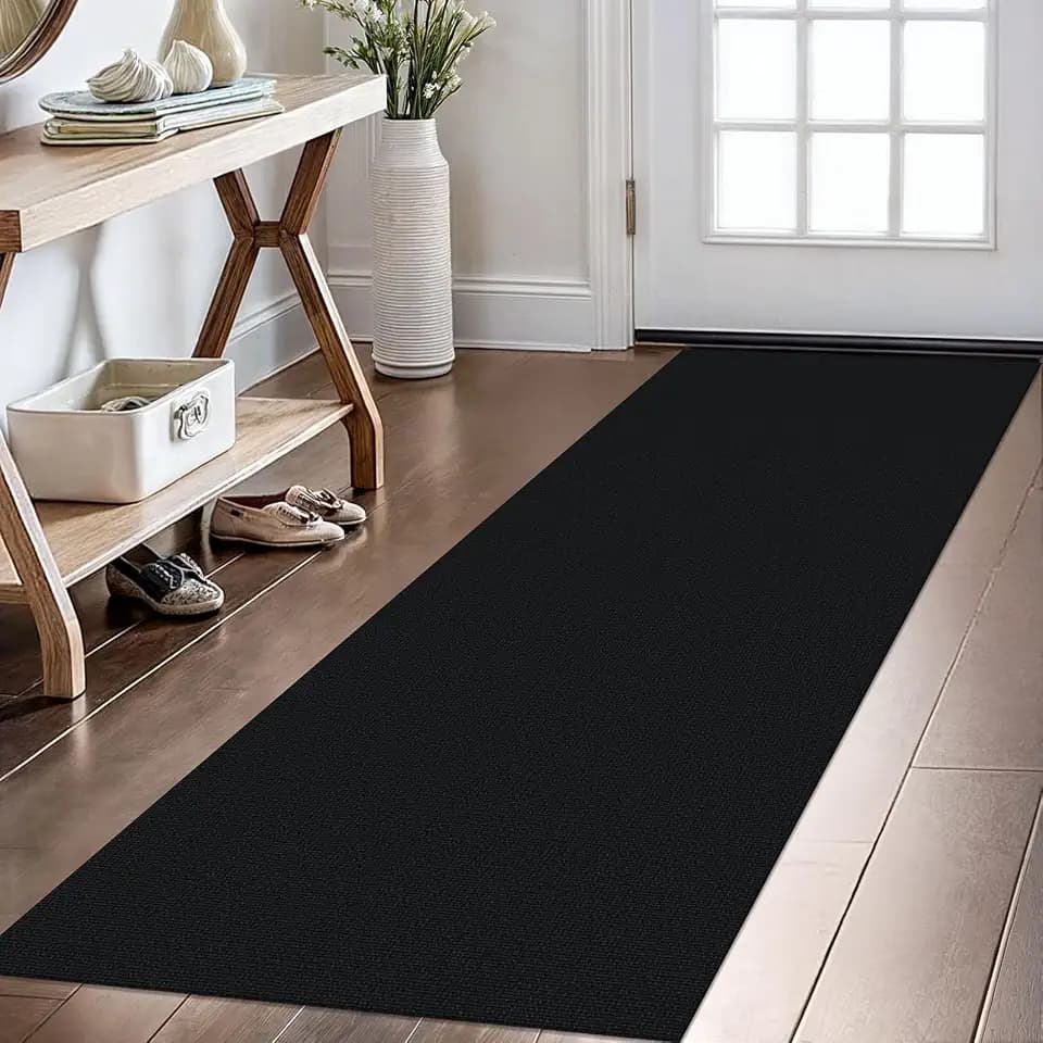 KOZYFLY 2x6 Runner Carpet, Washable Non Slip Entryway Hallway Rug, Heathered Charcoal Black