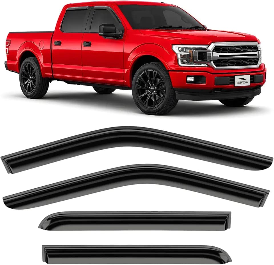 Voron Glass Tape-on Extra Durable Rain Guards for Trucks Ford F-150 2015-2026 SuperCrew, Window Deflectors, Vent Window Visors, 4 Pieces - 100942
