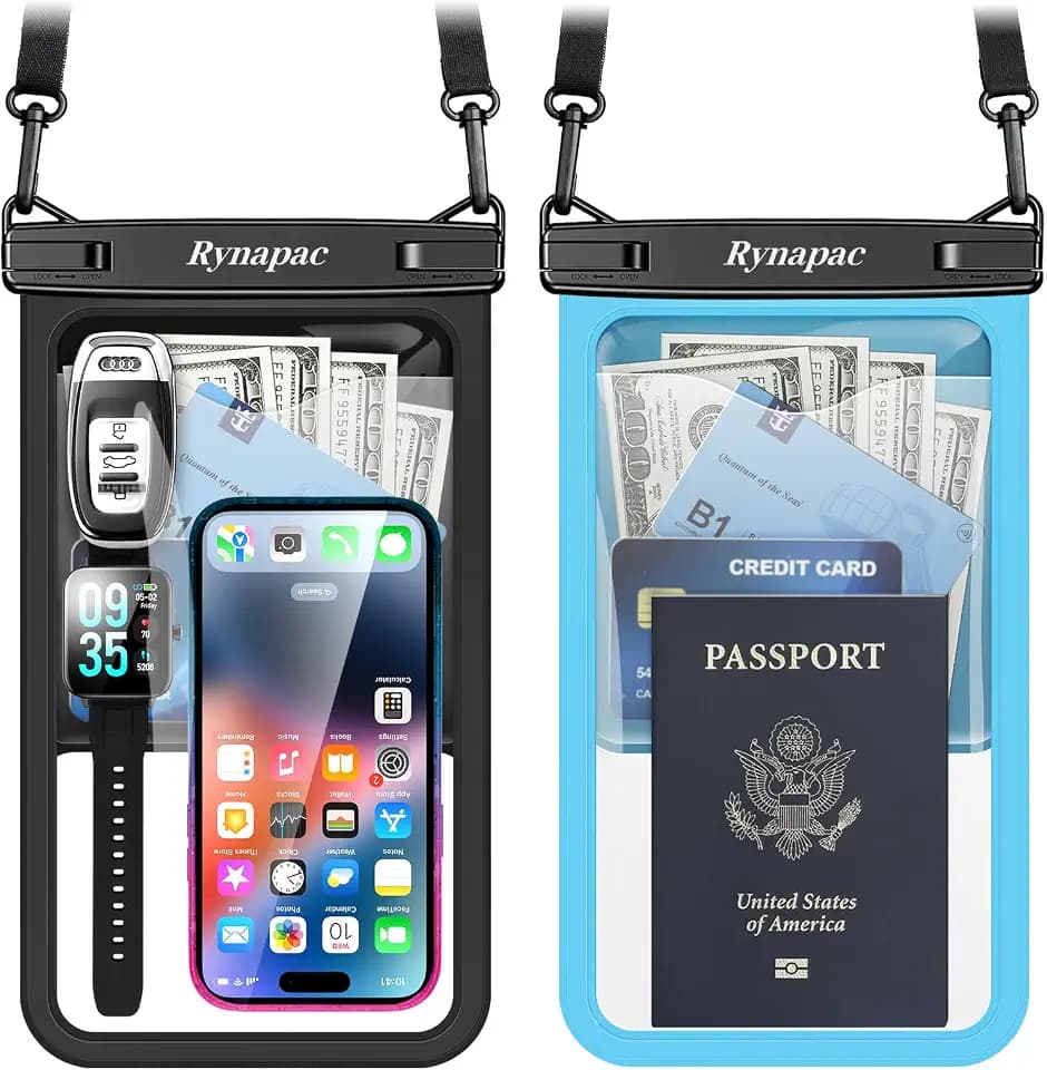 Rynapac Large Waterproof Phone Pouch Up to 10", 2 Pack IPX8 Protector Pouch