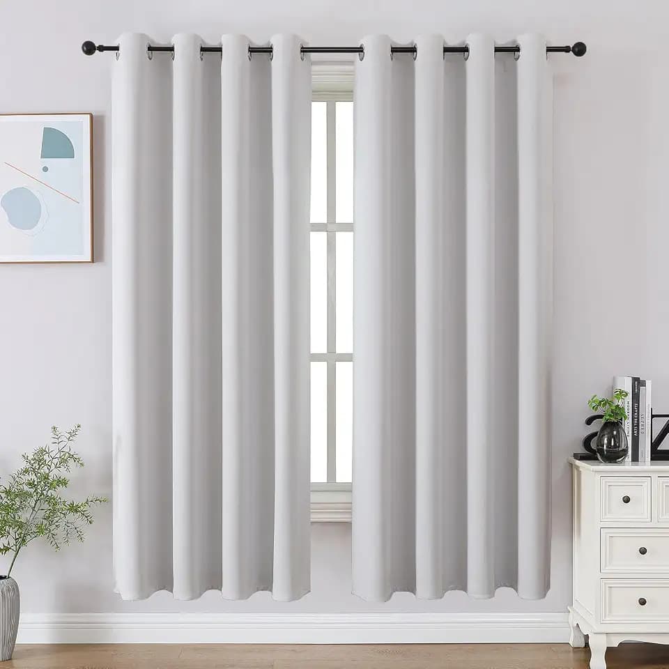 CUCRAF Blackout Curtains 63 inch Length 2 Panels Set, Room Darkening Drapes for Living Room Bedroom, Thermal Insulated Light Blocking Grommet Window Curtain (W52 x L63 Inch, Silver Grey)