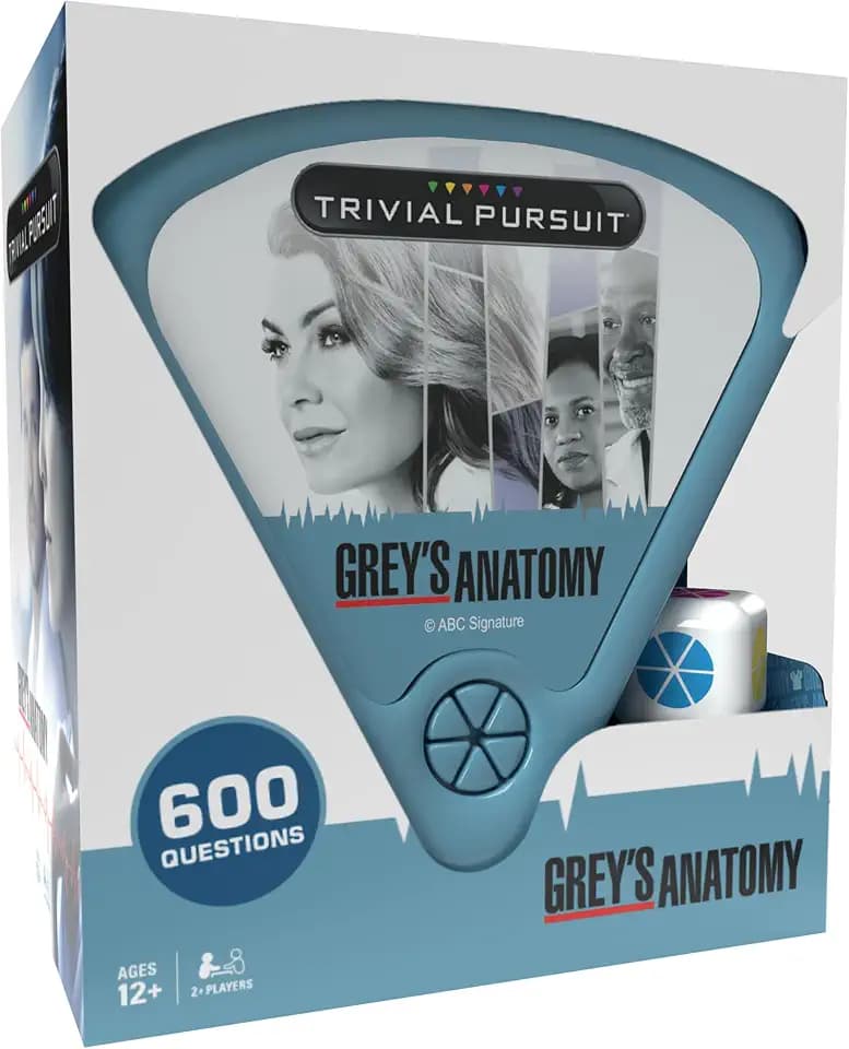 Trivial Pursuit Grey's Anatomy, Trivia Game from The Hit Hospital Drama TV Series, 600 Questions & Die in Travel Container, Officially Licensed Grey's Anatomy Merchandise & Collectible