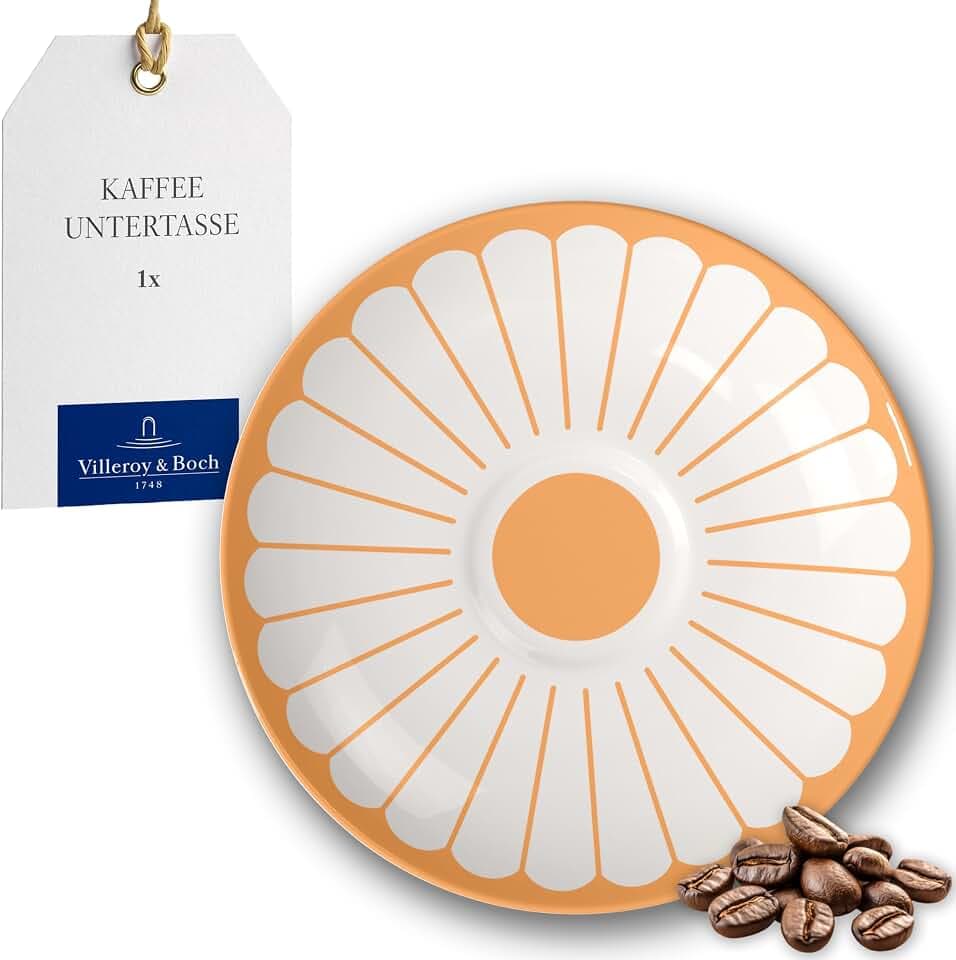 Villeroy & Boch - Fleur soleil Kaffee-Untertasse Gelb, Spülmaschinenfest, Mikrowellensicher, Untersetzer für Kaffee und Tee, Kleiner Servierteller, Unterteller Blumenmuster Orange, Premium Porzellan