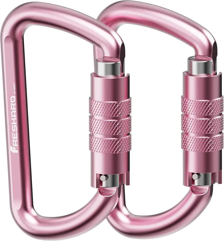 FresKaro 3inch 12kN-2698lbs Auto Locking Carabiner Clips, Solid D Shape, Heavy Duty 7075 Aluminum, Lightweight 1.09oz, Rust Proof, for Hammock, Hiking, Dog Leash, Keychain etc., Multi-Colors