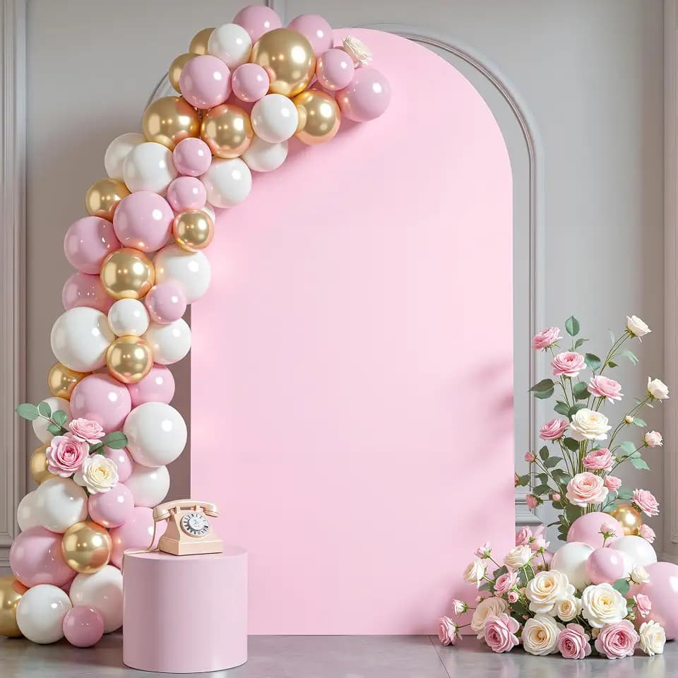 7.2 ft Arch Backdrop Cover Pink - Double-Sided Spandex Arch Covers Stretchy Backdrop for Balloon Arches Birthday Party Baby Shower Banquet Wedding Photo Background