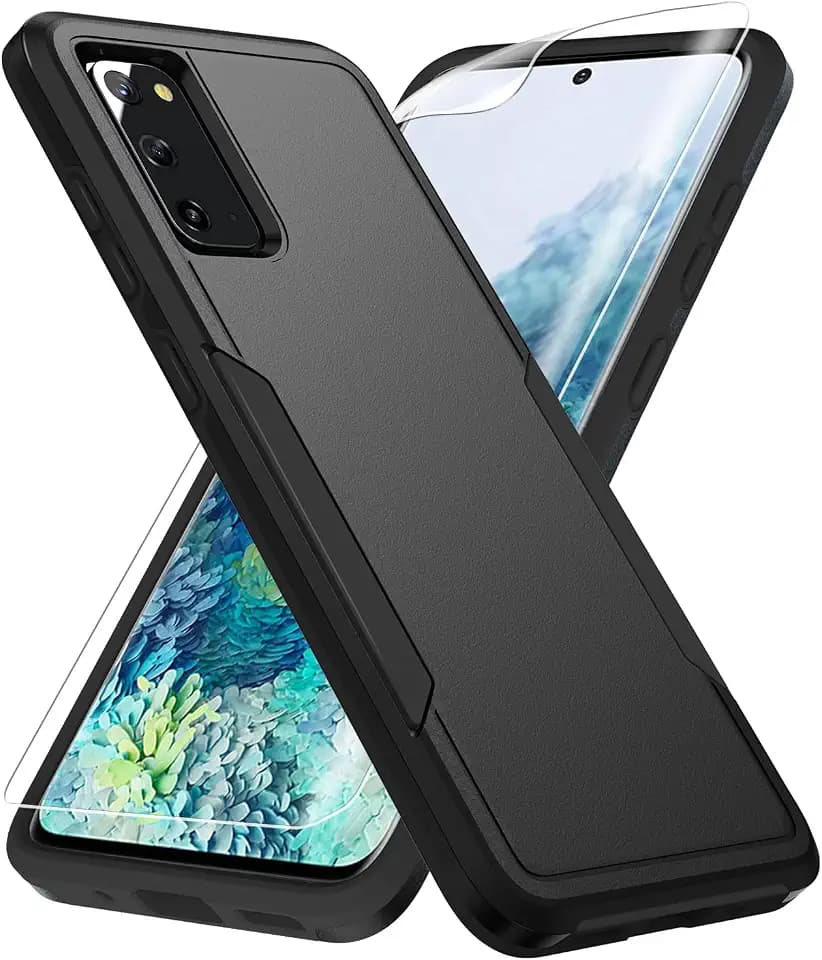 for Galaxy S20 Case,with Screen Protector [Military Grade Drop Tested] Heavy-Duty Tough Rugged Shockproof Protective Case for Samsung Galaxy S20 6.2 inch, Black