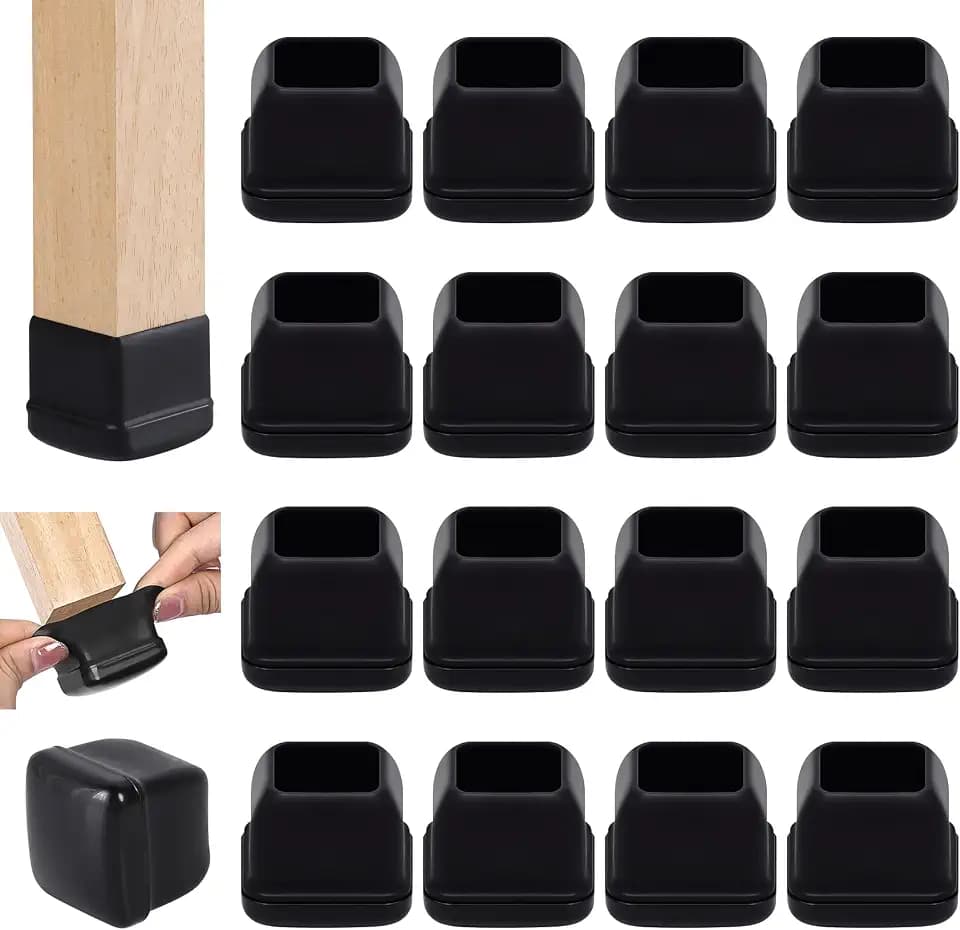 Chair Sliders for Carpet, 16PCS Furniture Sliders for Carpeted Floors & Hardwood Floors, Square Chair Glide Pads for Quickly and Easily Moving Furniture, Protect Floor(Black, Fit 1"-1.4")