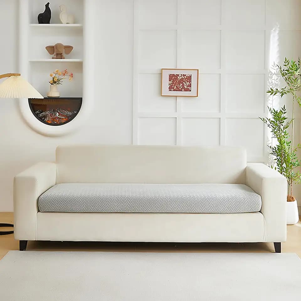 Yoovat Couch Cushion Covers for Sofa Couch Covers Wear-Resistant Universal Sofa Cover Washable Stretch for Sectional Slipcovers (Texture-Light Gray,Large Triple Seat Cover)
