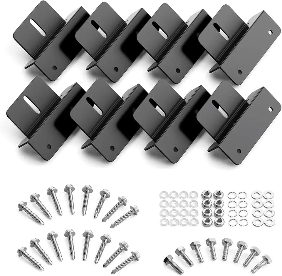 Solar Panel Mounting Z Brackets, Black Aluminum 8-Pack Set