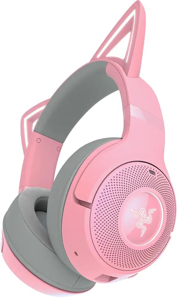 Razer Kraken Kitty V2 BT - Drahtloses Bluetooth RGB Gaming-Headset mit leuchtenden Katzenohren (Bluetooth 5.2 mit Gaming-Modus, TriForce 40mm Treiber) Quartz