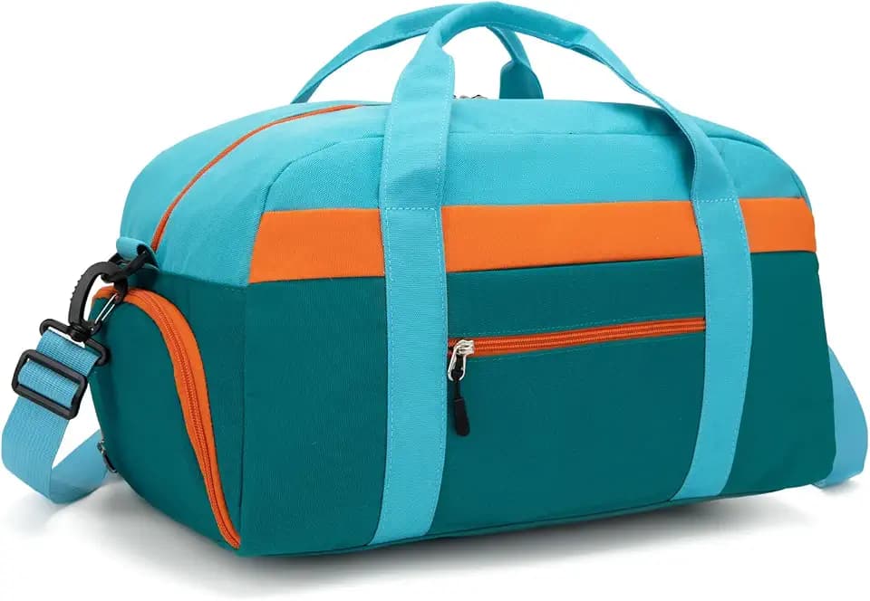 Small Kids Duffle Bag for Boys or Girls, 18" Length, Blue Green