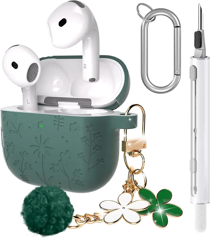 Silicone Cover for AirPods 5/AirPods 4 Case Cute (Pine Green)