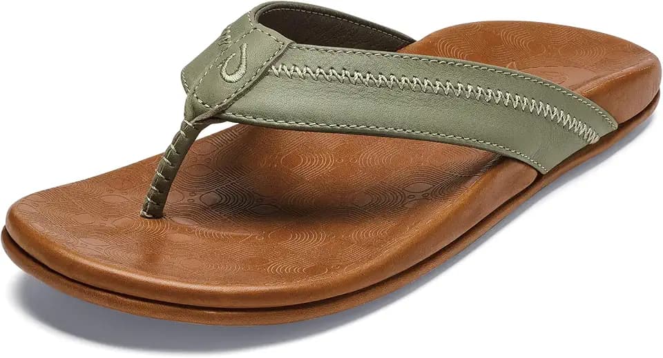 OluKai Hiapo Men's Leather Beach Sandal, Crafted Materials
