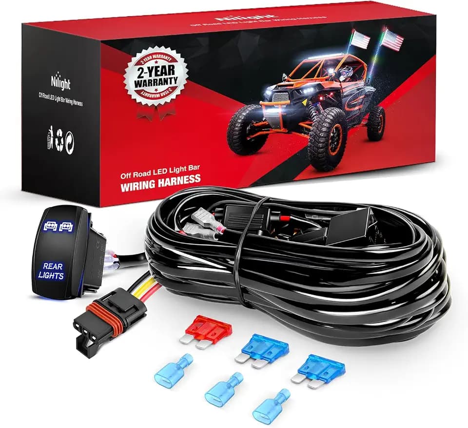 Nilight 16AWG Rear Lights Wiring Harness Kit with Pulse Power Plug