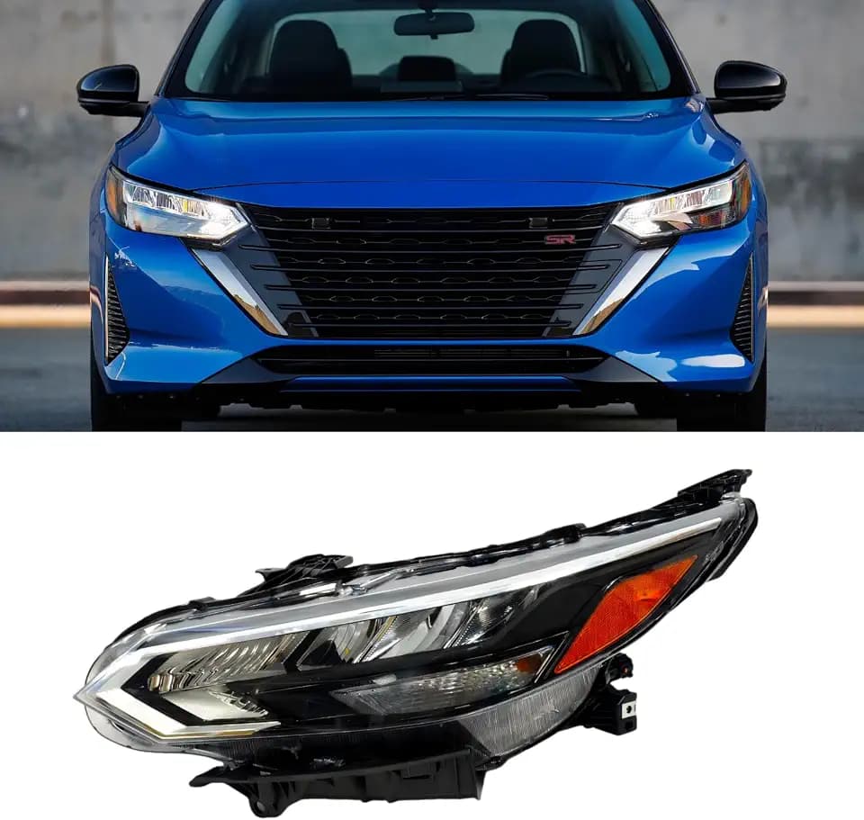 Headlight Fit For 2024-2025 NISSAN SENTRA SR LED BLACK 7 Pin(Left Driver) LH HEADLIGHT Assembly ST24A01-2L HIGH