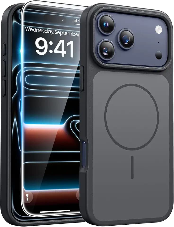 FNTCASE for iPhone 18 Pro/17 Pro Case Black: Matte Compatible with MagSafe