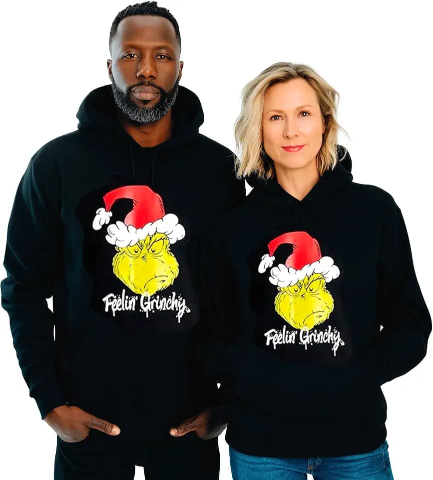 United Labels Der Grinch Hoodie für Herren und Damen, Schwarz, Feelin Grinchy, Winter Pullover mit Kapuze, Kapuzenpullover Unisex