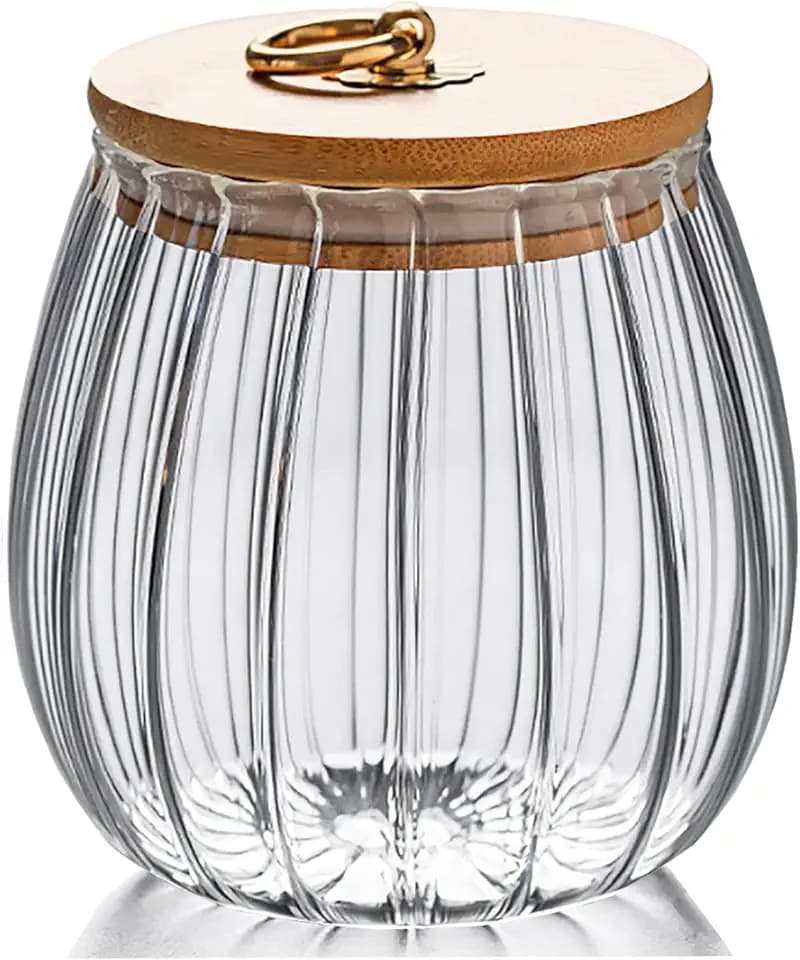 Glass Coffee Nuts Canister Airtight Jar with Bamboo Lid 23 FL OZ Small Oval
