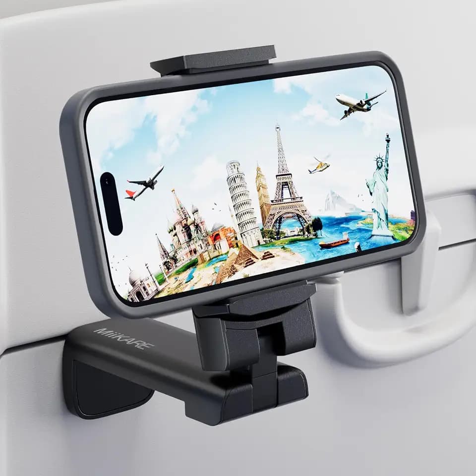 MiiKARE Airplane Phone Holder Mount, Plane Travel Essentials Gift, Black